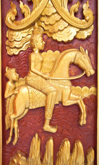 Golden Wood Carving Close Up,Traditional Thai Style in Thai Temp