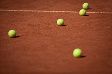 Tennis balls on the court