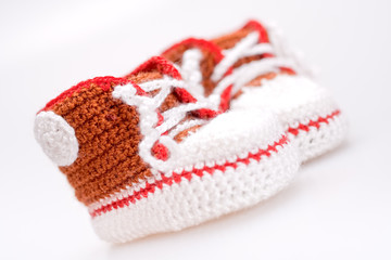 crocheted booties for a boy