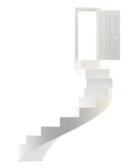 Door and ladder of white color