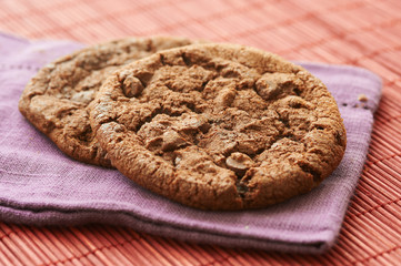 chocolate cookies on napkin