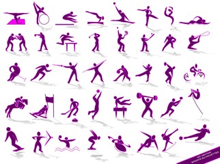 Sporting purple silhouettes, in vector