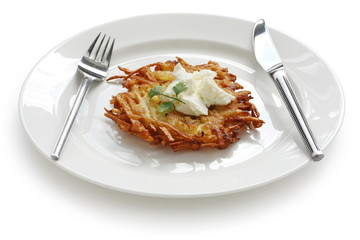 potato pancake with sour cream