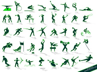 Naklejka premium Sporting green silhouettes, in vector