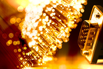 Fiber optics background with lots of light spots