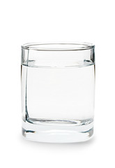Glass of water on white background