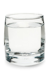 Glass of water on white background