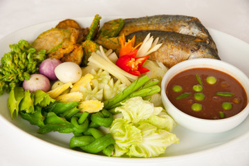 Thai food, mackerel, vegetable and sauce