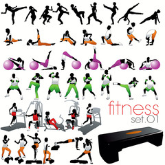 Fitness silhouettes set