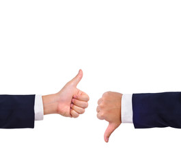 Thumb up and thumb down hand signs