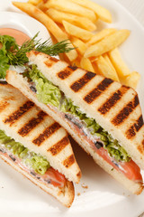 Sandwiches with French fried potatoes