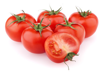 Red tomatoes isolated on white