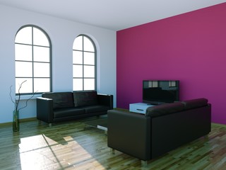 Interiordesign Wohnzimmer pink