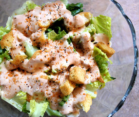 Fresh garden salad with croutons