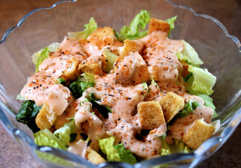 Fresh garden salad with croutons