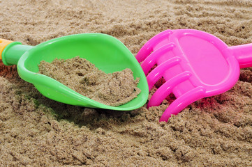 beach shovel and rake