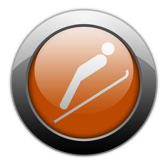 Orange Metallic Orb Button "Ski Jumping"