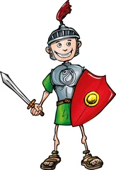 Keuken foto achterwand Ridders Cartoon Romeinse legioensoldaat met zwaard en schild