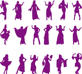 Fototapeta na wymiar silhouettes de femmes divers01