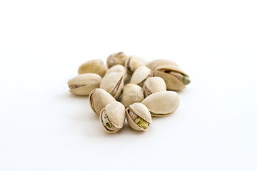 Pistachios on a White Background