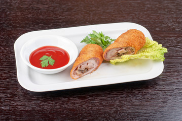 rolls from pork meat