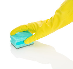 hand in glove with sponge