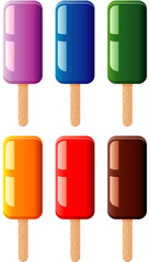 vector set of fruit and chocolate colorful popsicles