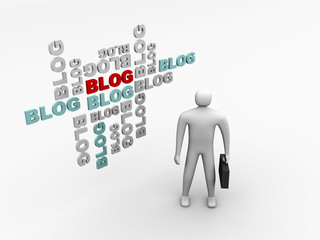 standing man and 3d blog abstract background