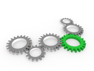 3d gear green steel chrom