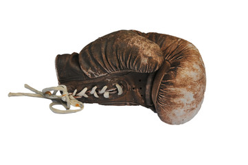 Old boxing glove on side