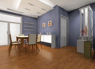 a modern kitchen and living room