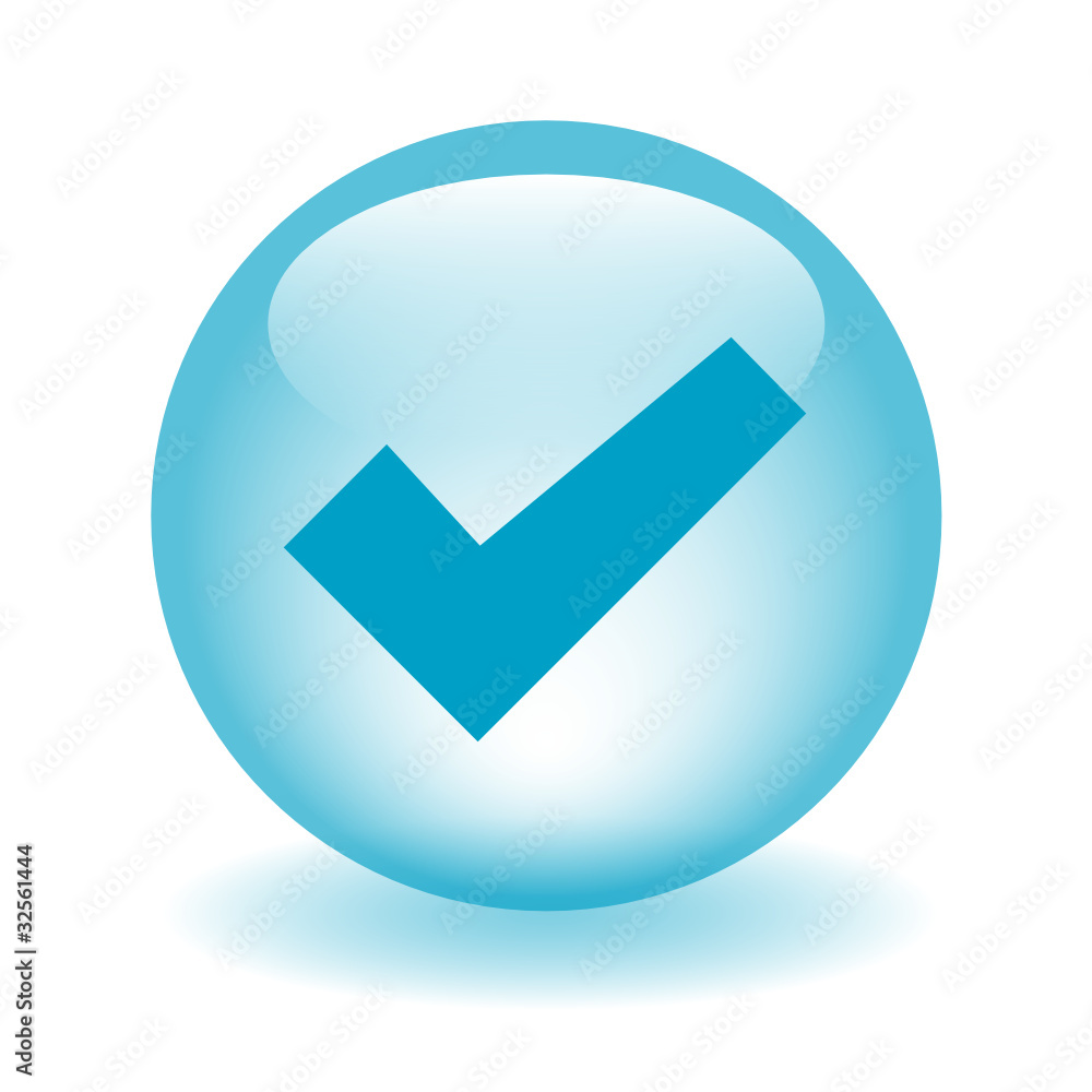 Aufkleber tick web button (next validate submit confirm go ok yes blue)
