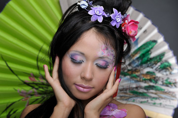 Close-up portrait of asian girl with make-up