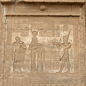 Relief of Pharaoh and Gods at Dendera