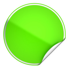 Green round bent sticker or label