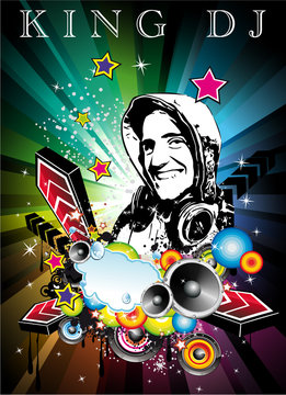 Music Event Background with Disk Jockey Shape .