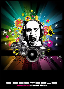 Music Event Background with Disk Jockey Shape