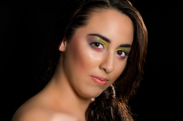 Fototapeta premium Portrait of latin woman looking at camera