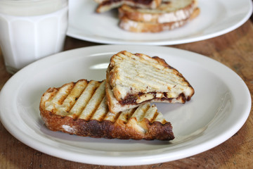 chocolate banana panini , grilled sandwich