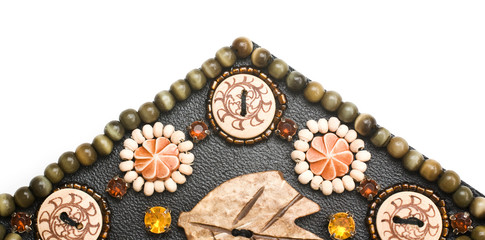 ornament decorative beads on leather
