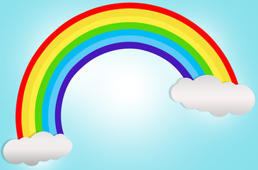 Rainbow on background blue