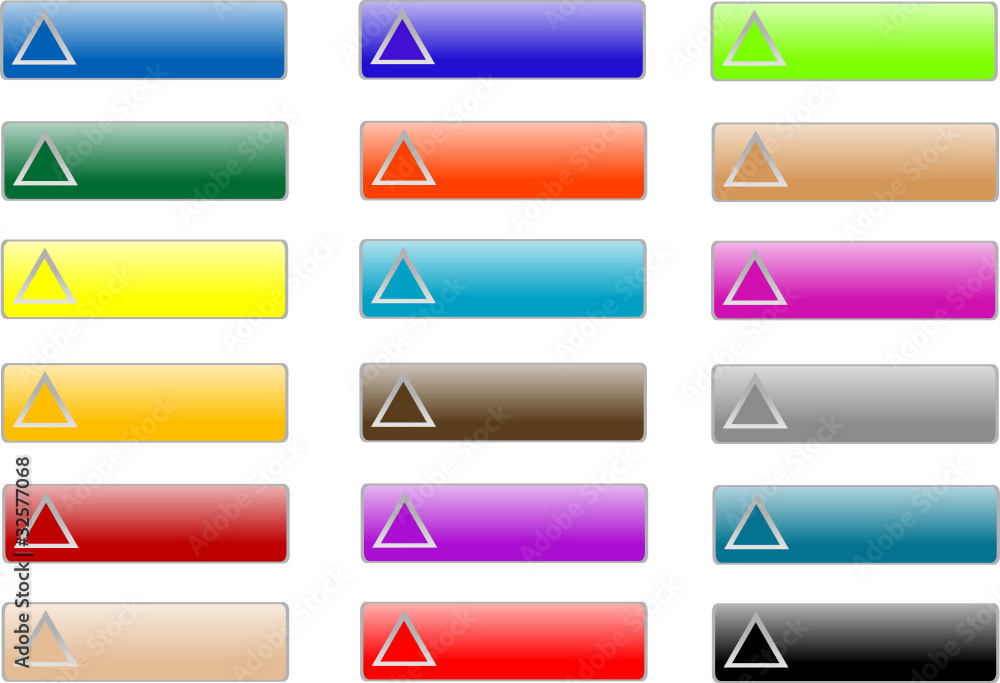Poster glossy rectangular varicolored buttons set