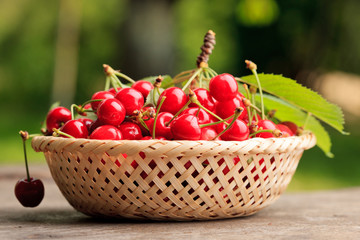 cherries in basket