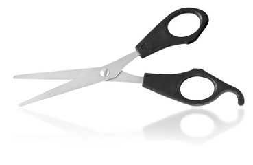 Scissors with black plastic jaws