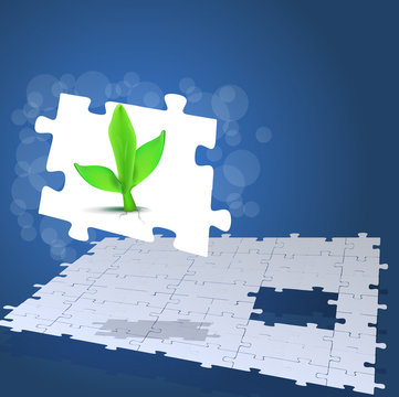 a small plant and puzzle