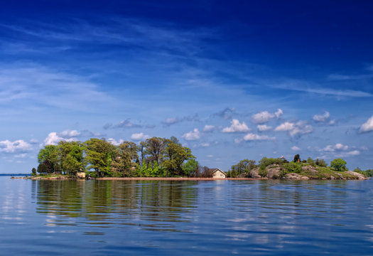One of the Thousand Islands on the Saint Lawrence River.