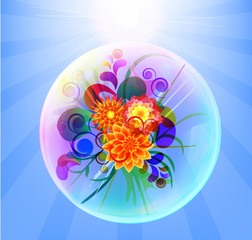 Summer in soap bubble, vector illustration