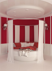 Round bed with curtain in modern interior © Victoria Andreas