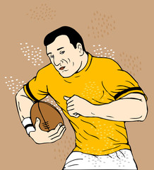 japanese rugby player running passing the ball