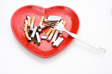 isolated plate with cigarette